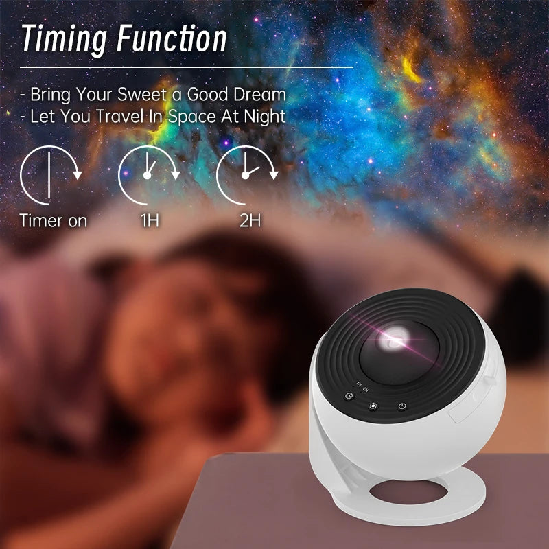 Galaxy Star Projector 360° Rotating Night Light for Kids & Bedroom
