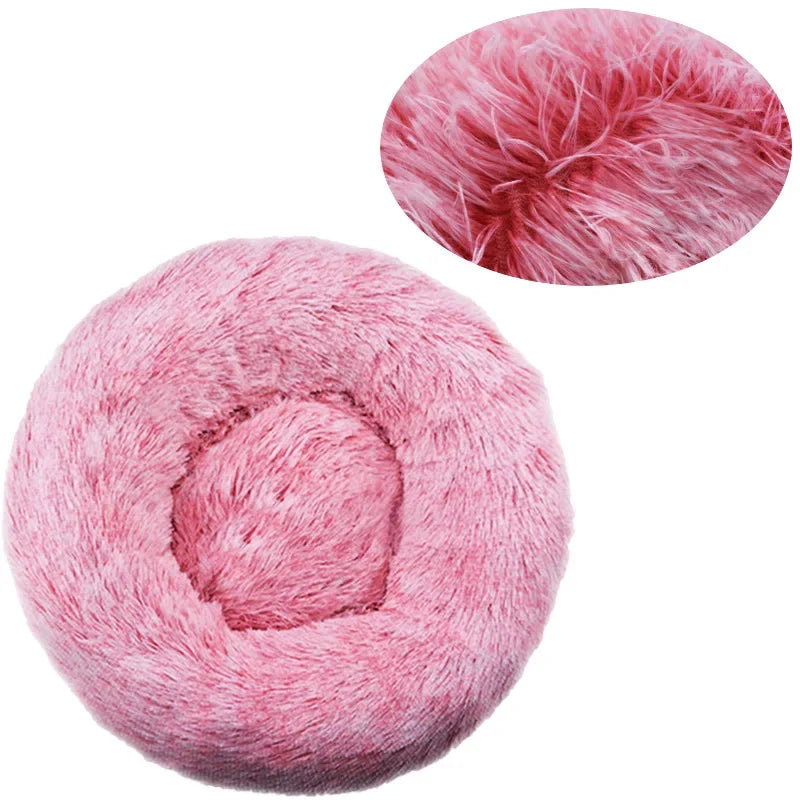 Round Plush Pet Bed – Soft Cozy Dog & Cat Bed for Small to Large Pets