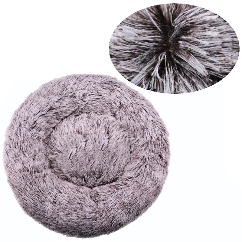 Round Plush Pet Bed – Soft Cozy Dog & Cat Bed for Small to Large Pets