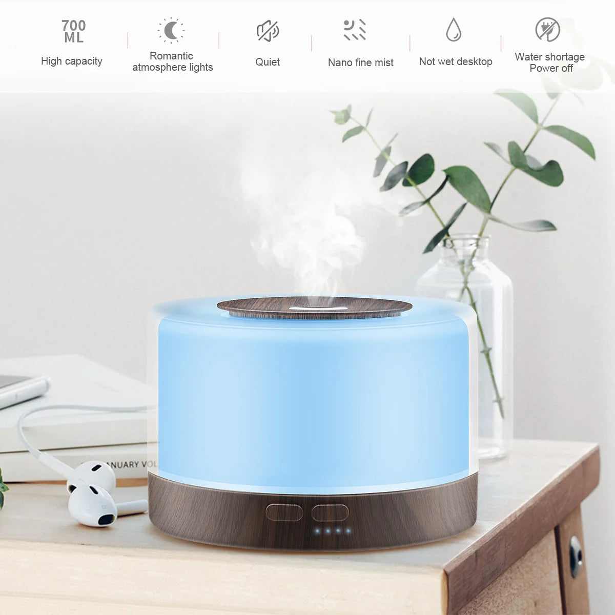 Ultrasonic 550ml Essential Oil Diffuser with 7-Color LED
