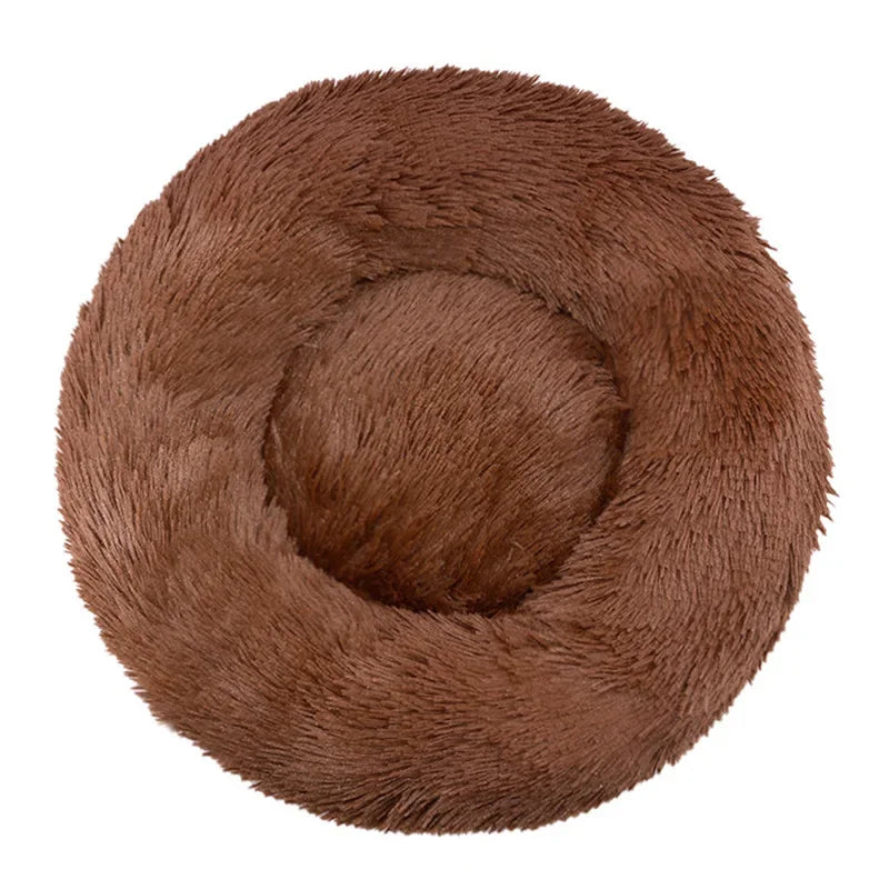 Round Plush Pet Bed – Soft Cozy Dog & Cat Bed for Small to Large Pets
