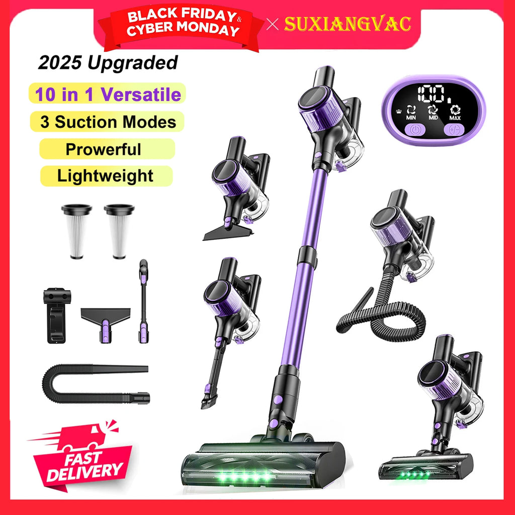 Cordless 500W Stick Vacuum Cleaner 10-in-1 for Home & Pet Hair