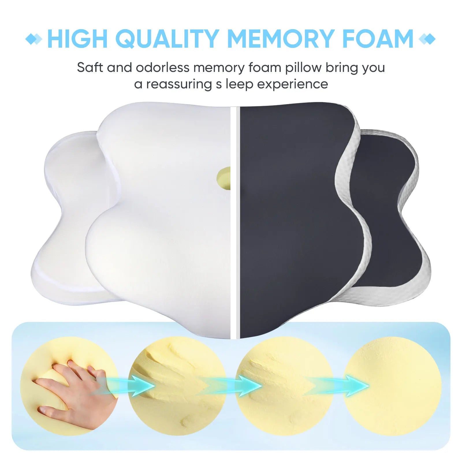 Memory Foam Cervical Pillow Ergonomic Neck Support with Ice Silk Case