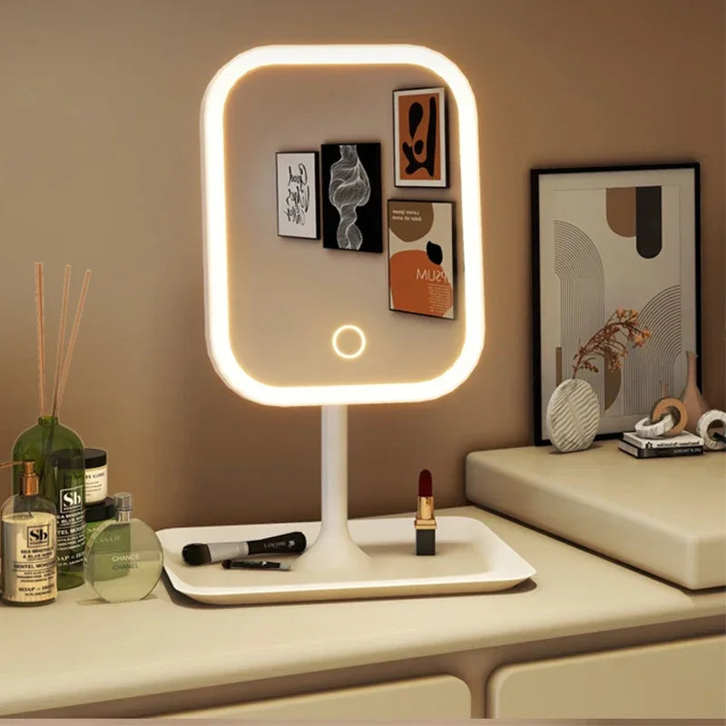 LED Desktop Vanity Mirror 3-Color Dimmable Touch Makeup Mirror