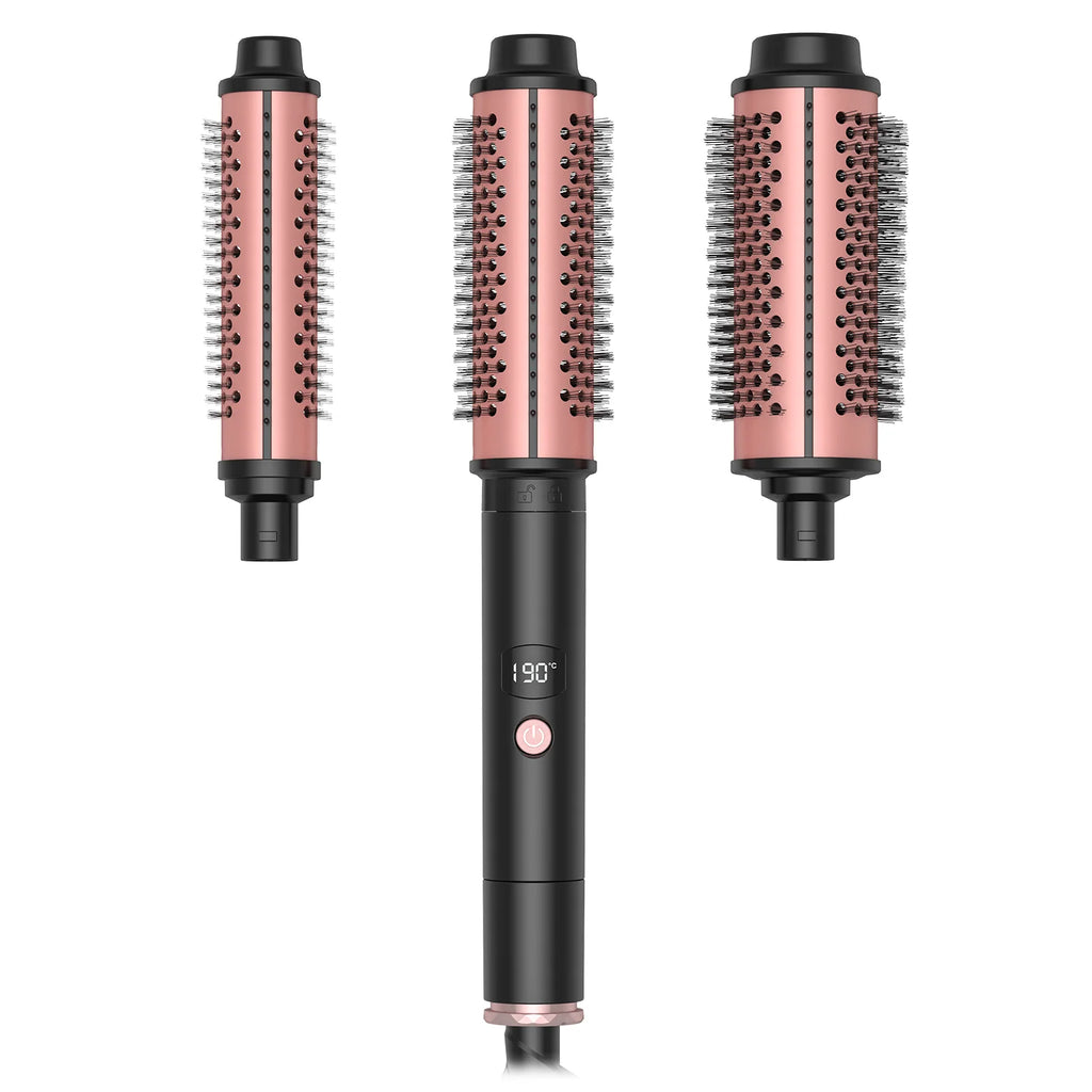 Hot Curl Brush Interchangeable Heated Curling & Straightening Iron