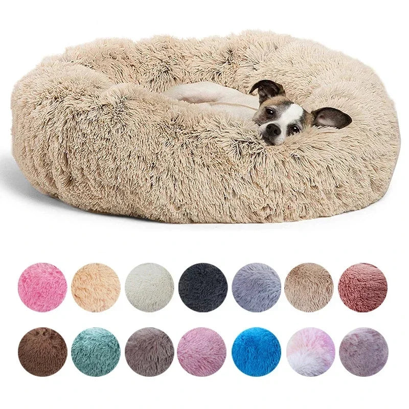 Round Plush Pet Bed – Soft Cozy Dog & Cat Bed for Small to Large Pets