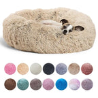 Round Plush Pet Bed – Soft Cozy Dog & Cat Bed for Small to Large Pets