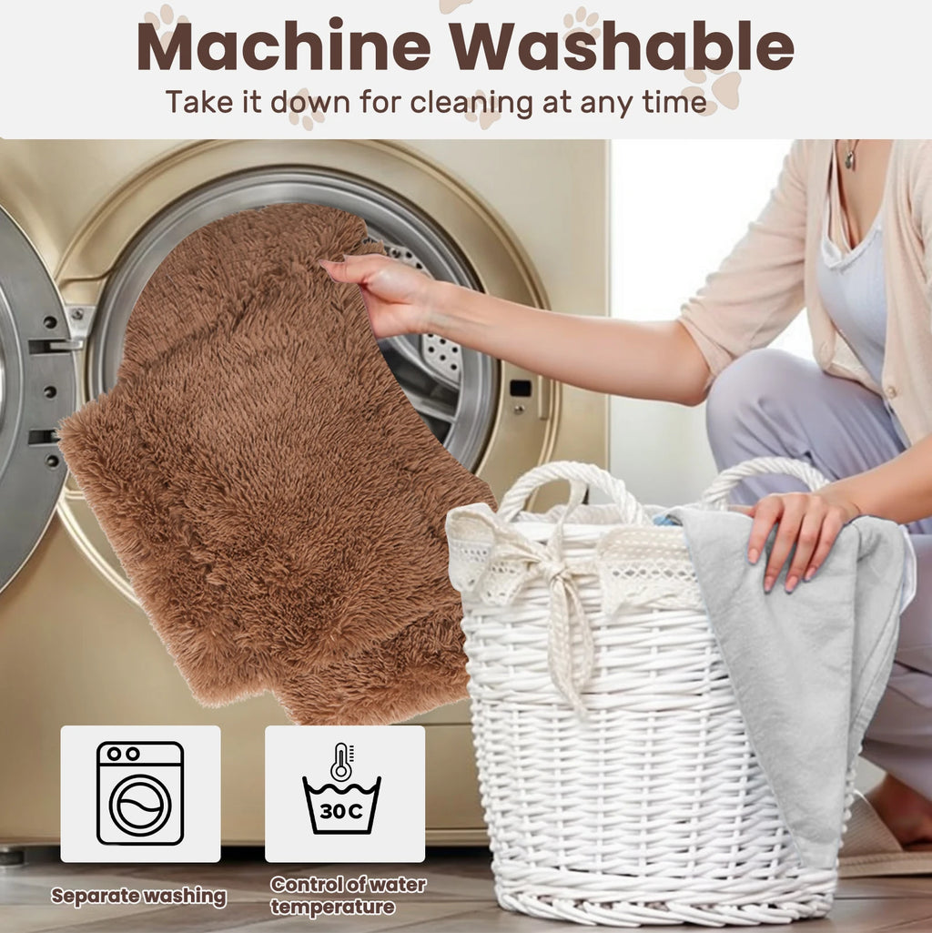 Large Plush Cat Bed Raised Wooden Sofa for Indoor Cats & Kittens