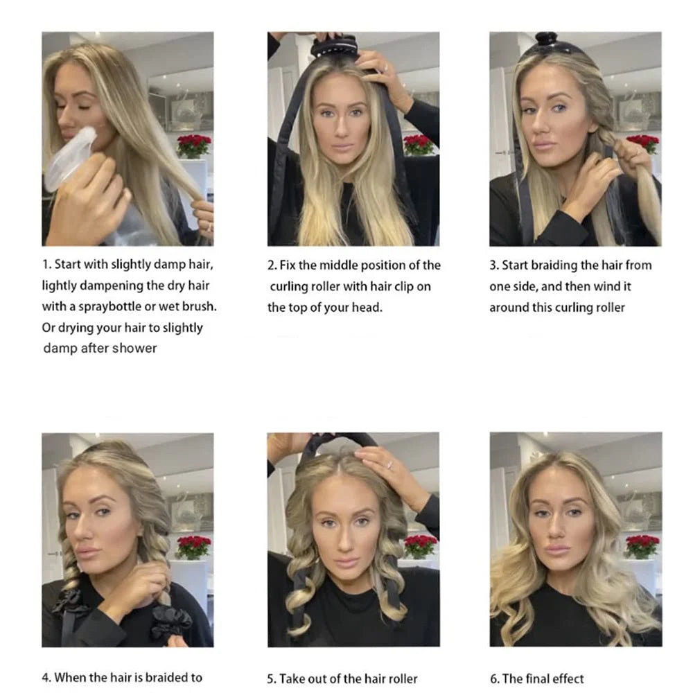 Heatless Silk Hair Curlers Soft Headband Ribbon Rollers