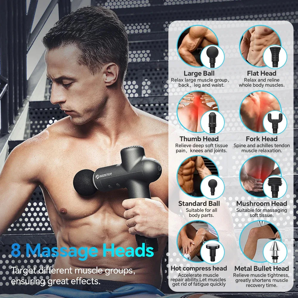 BOOSTER Electric Massage Gun 7.4V Smart Fascia Gun for Muscle Relaxation & Fitness