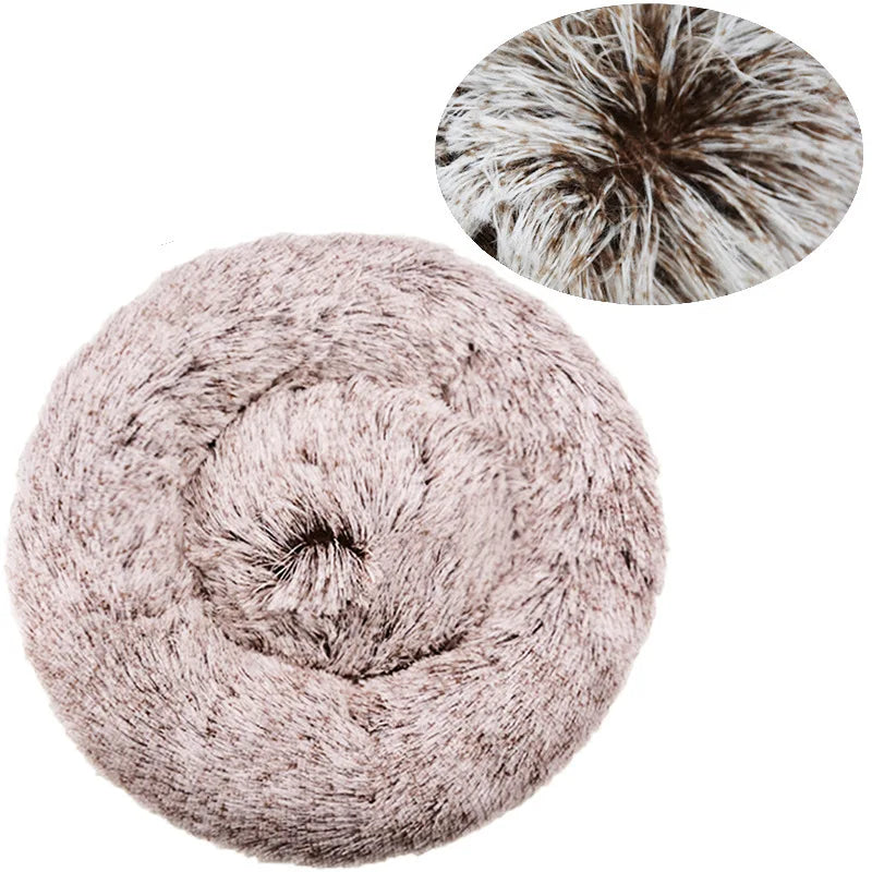 Round Plush Pet Bed – Soft Cozy Dog & Cat Bed for Small to Large Pets