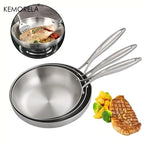 3PCS Frying Pan 304 Stainless Steel 2MM Thick Wok Pan