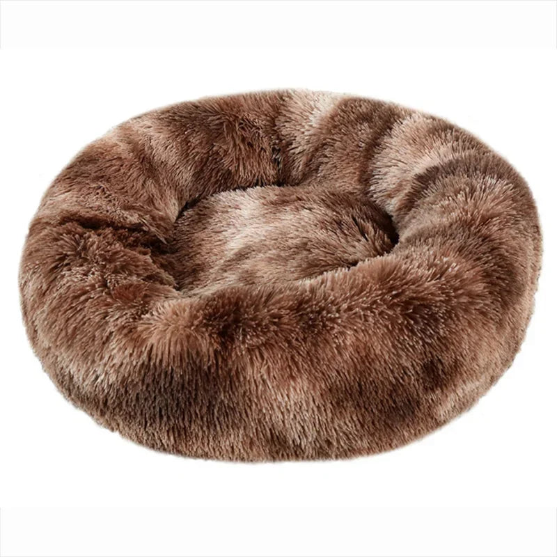 Round Plush Pet Bed – Soft Cozy Dog & Cat Bed for Small to Large Pets