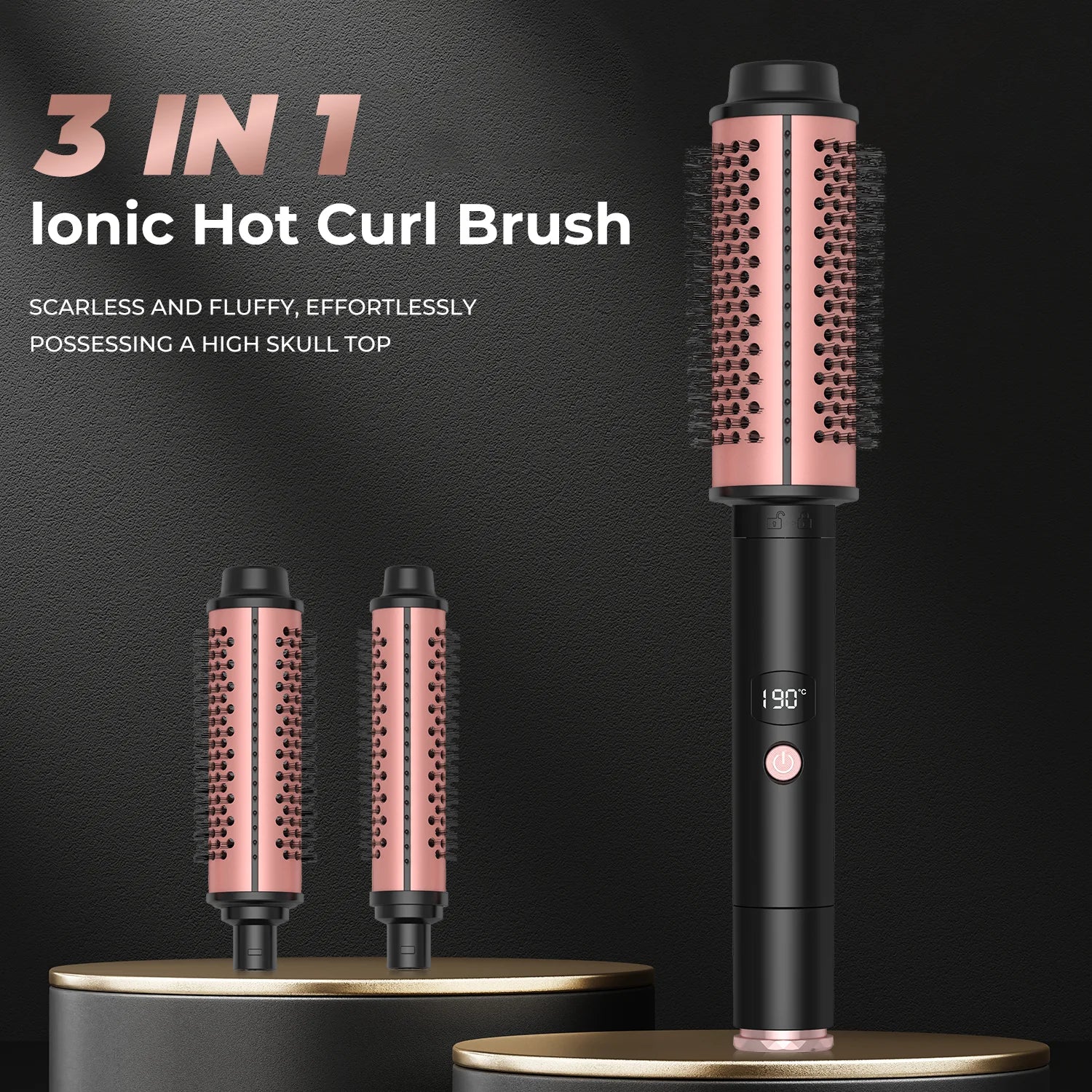 Hot Curl Brush Interchangeable Heated Curling & Straightening Iron