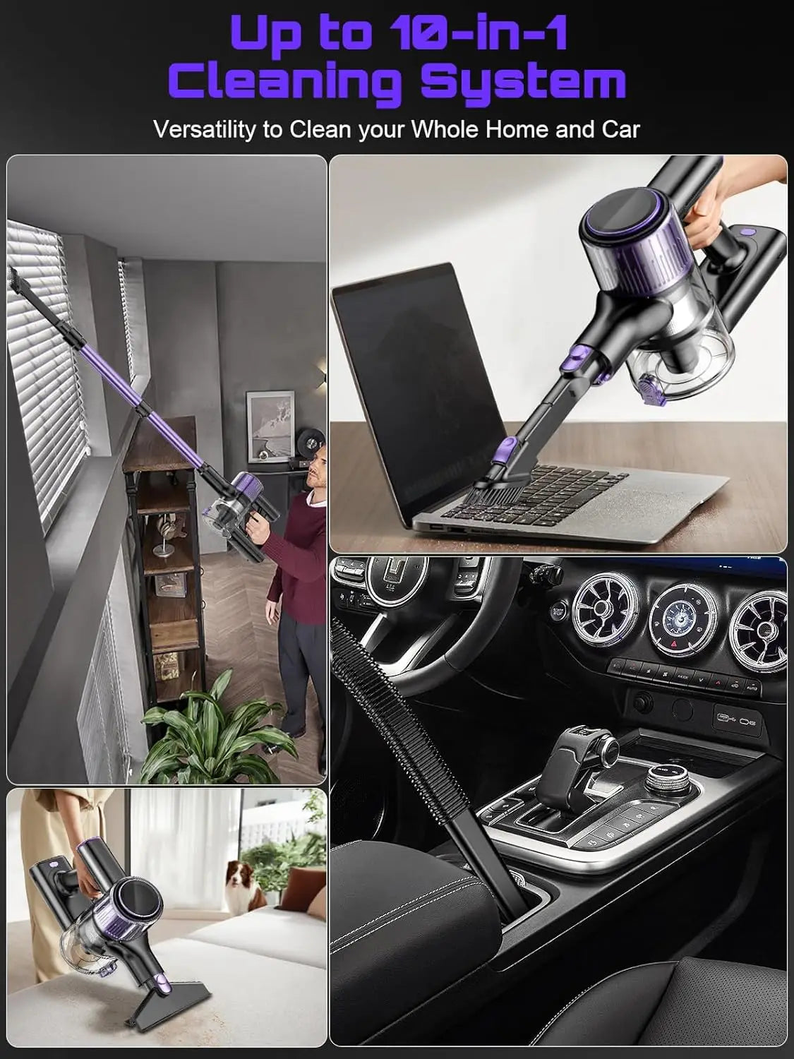 Cordless 500W Stick Vacuum Cleaner 10-in-1 for Home & Pet Hair