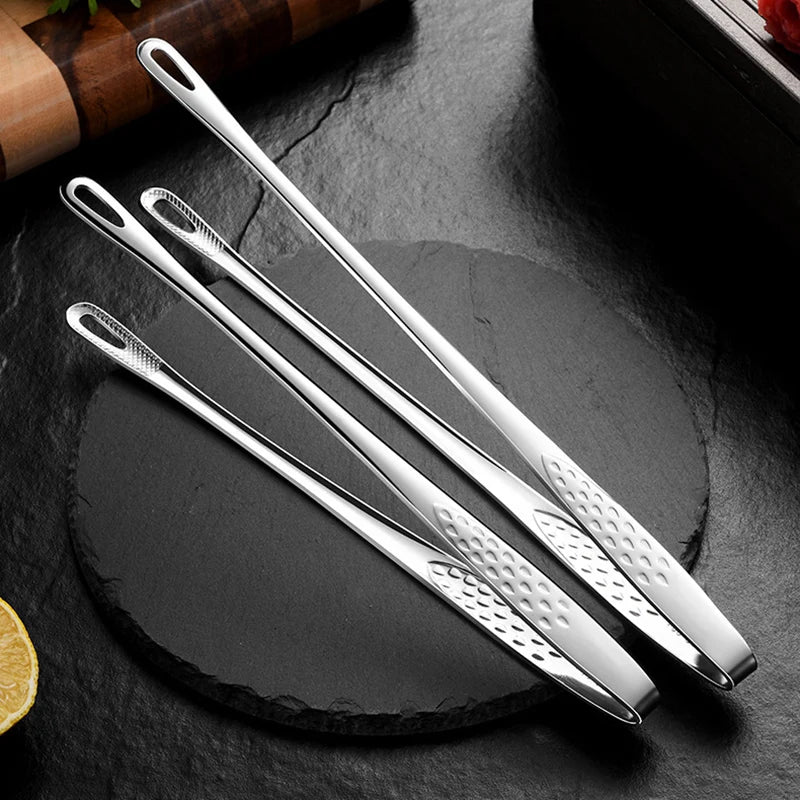 2-Piece Stainless Steel Kitchen & BBQ Tongs 24/28cm Cooking Tweezers