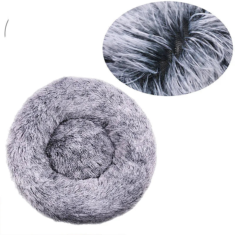 Round Plush Pet Bed – Soft Cozy Dog & Cat Bed for Small to Large Pets