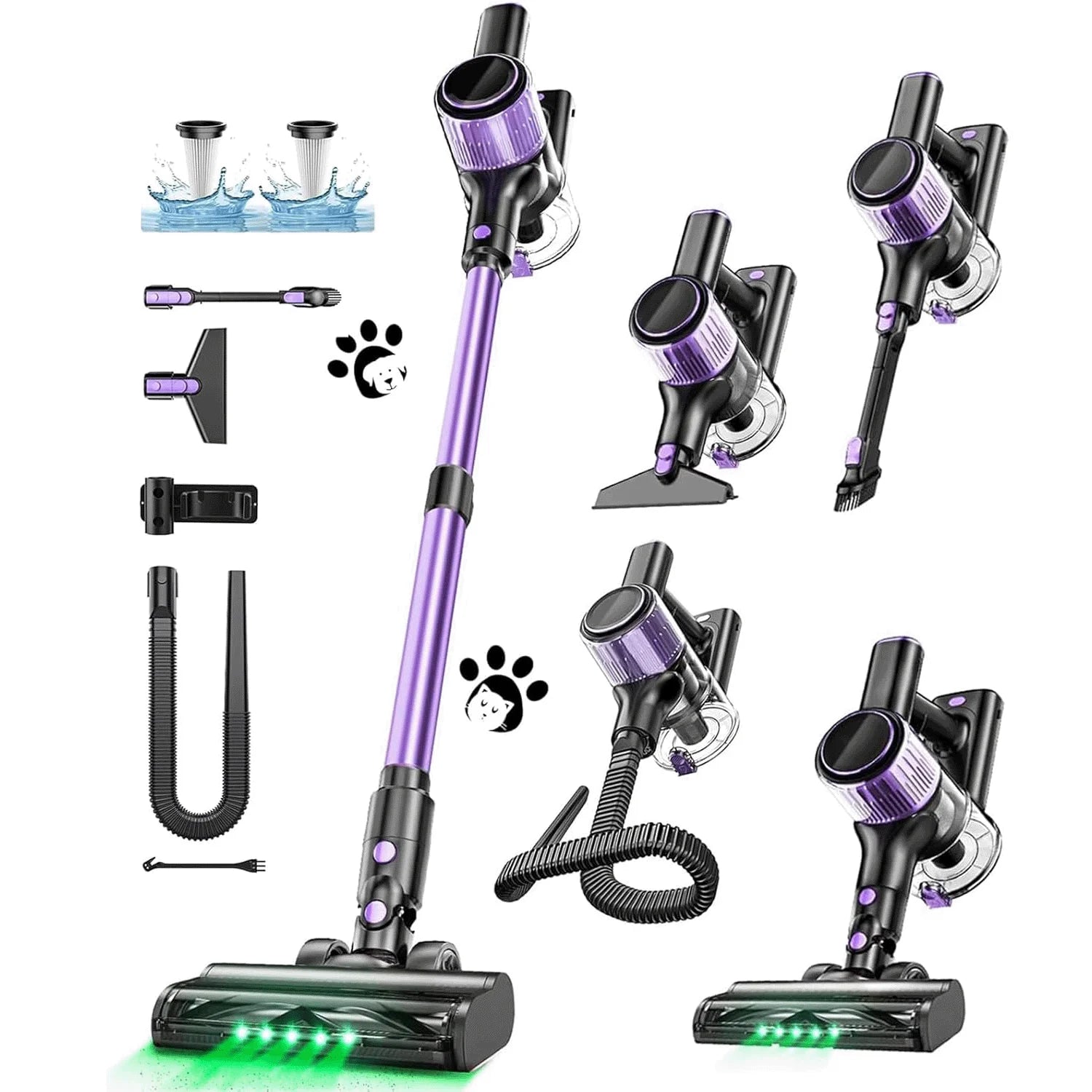 Cordless 500W Stick Vacuum Cleaner 10-in-1 for Home & Pet Hair