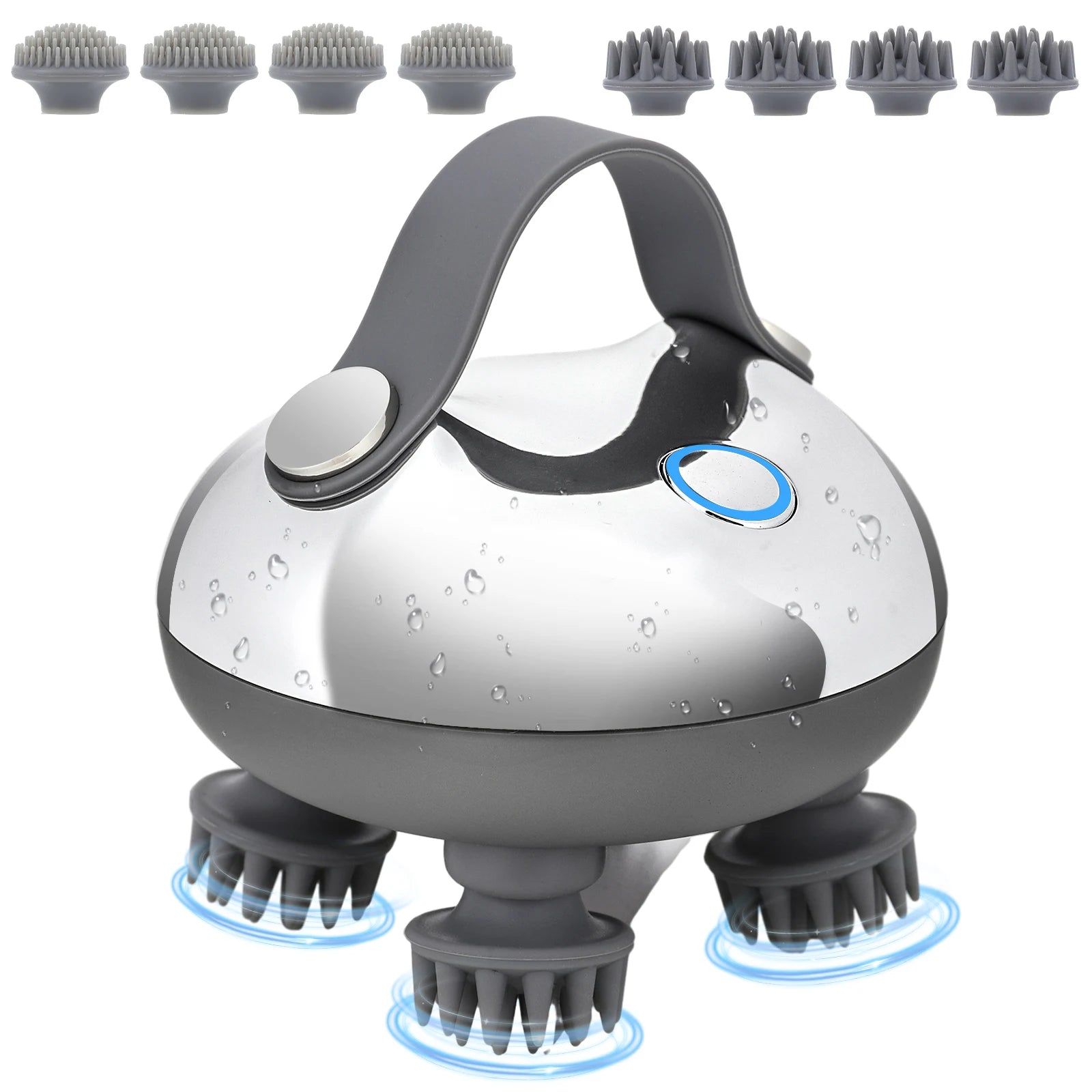 Electric Scalp Massager 8 Silicone Heads, 3 Modes for Hair Growth & Stress Relief