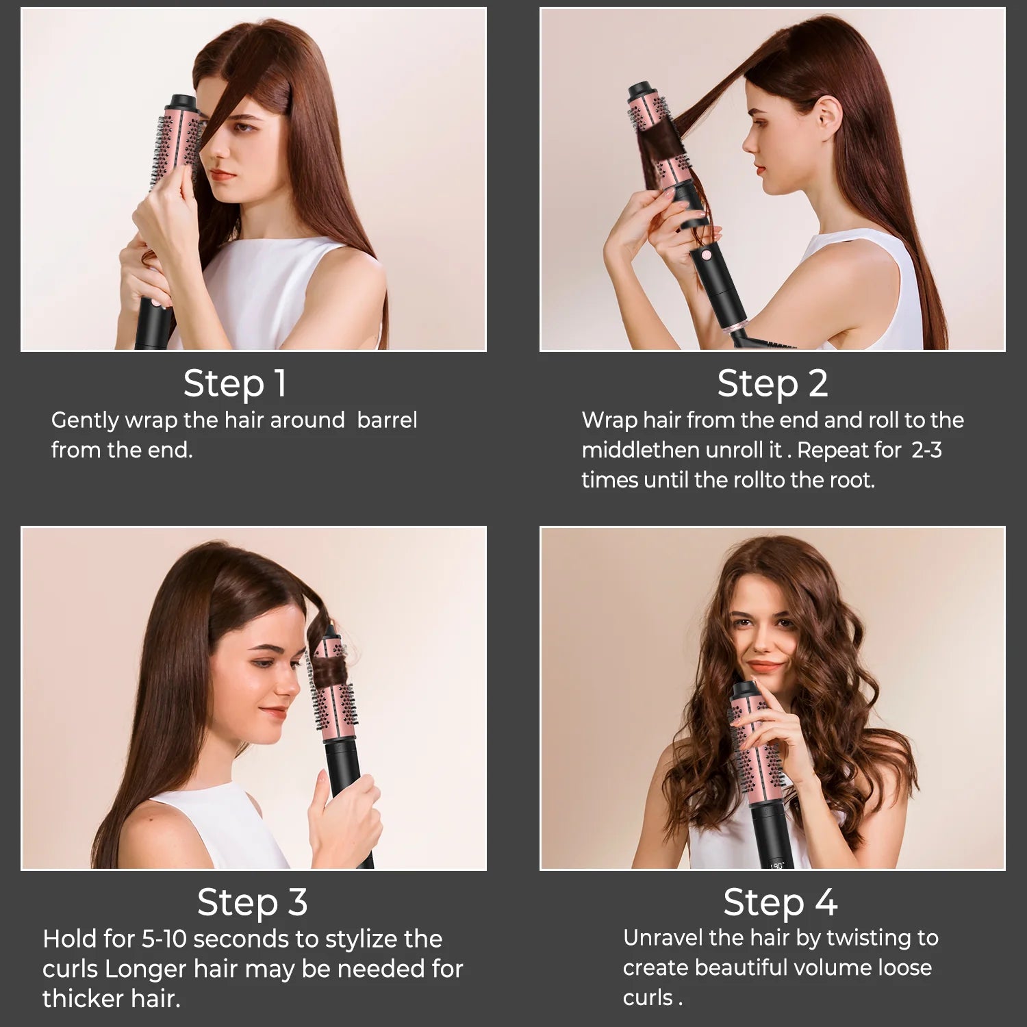 Hot Curl Brush Interchangeable Heated Curling & Straightening Iron