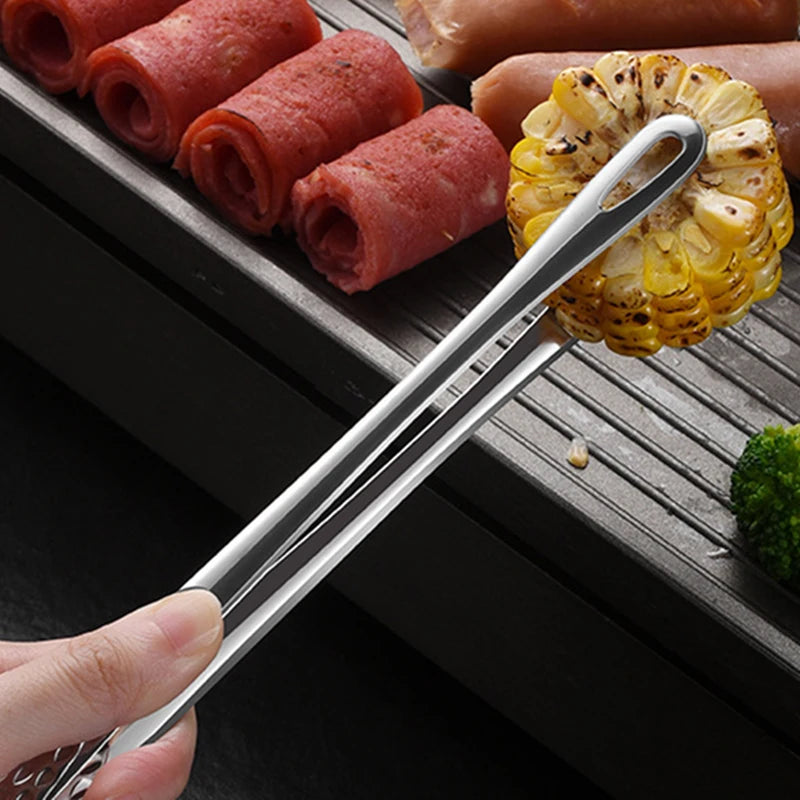 2-Piece Stainless Steel Kitchen & BBQ Tongs 24/28cm Cooking Tweezers