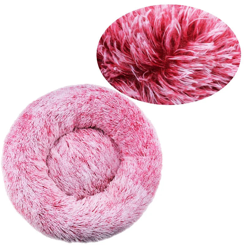 Round Plush Pet Bed – Soft Cozy Dog & Cat Bed for Small to Large Pets