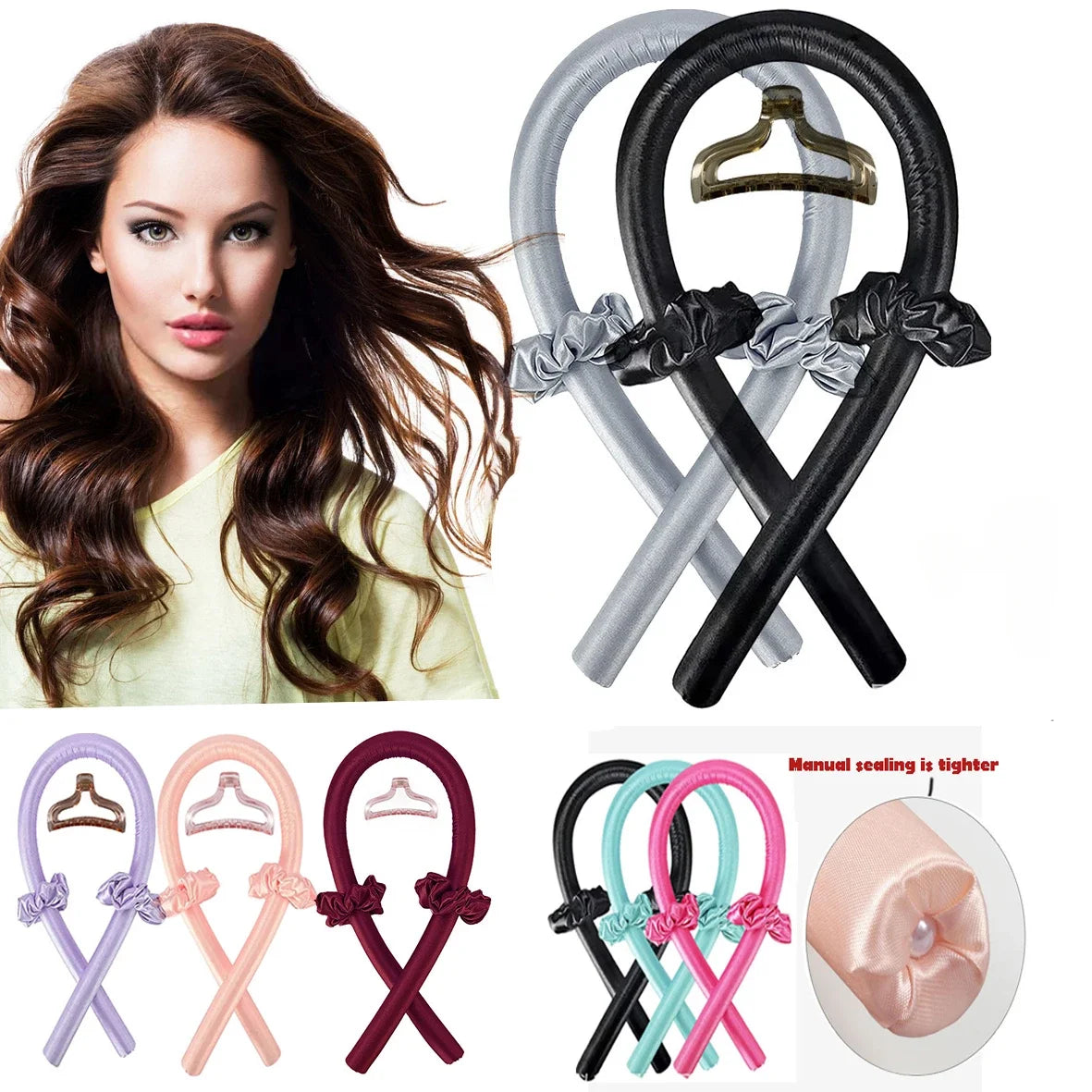 Heatless Silk Hair Curlers Soft Headband Ribbon Rollers