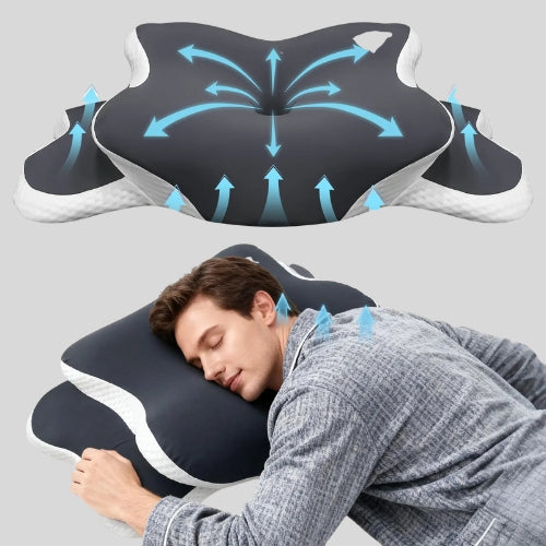 Memory Foam Cervical Pillow Ergonomic Neck Support with Ice Silk Case